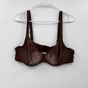 Skims Women's Sexy Sheer Unlined Balconette Bra Solid Cocoa‎ Plus Size 42 C
